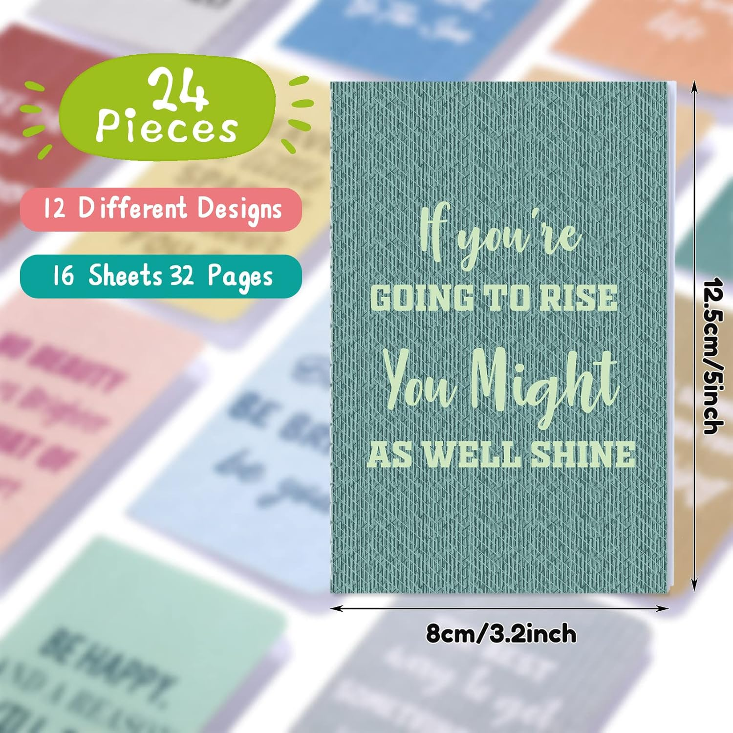 Zonon 24 Pcs Pocket Mini Notebooks Bulk Gift Christmas Mini Notebook Bulk Small Colorful Journal Christmas Onboarding Gift Motivational Notepad Journal for Teacher Office Prize(Retro Style) image number 6