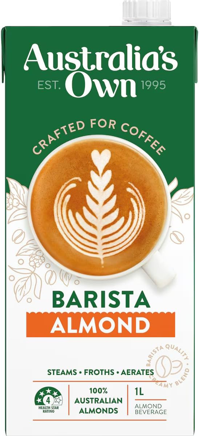 Australia'S Own Barista Dairy Free Vegan Oat Milk for Coffee Latte & Espresso, 1 Litre (Pack of 8) image number 1