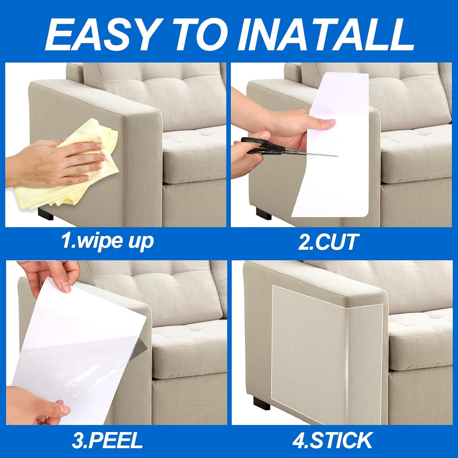 Cat Scratch Protection, Pack of 12 Sofa Scratch Protection Pad with Self-Adhesive Cat Scratch Protection Film, Double-Sided Scratch Pads for Cats for Sofa, Furniture, Door, Scratch Protection image number 3