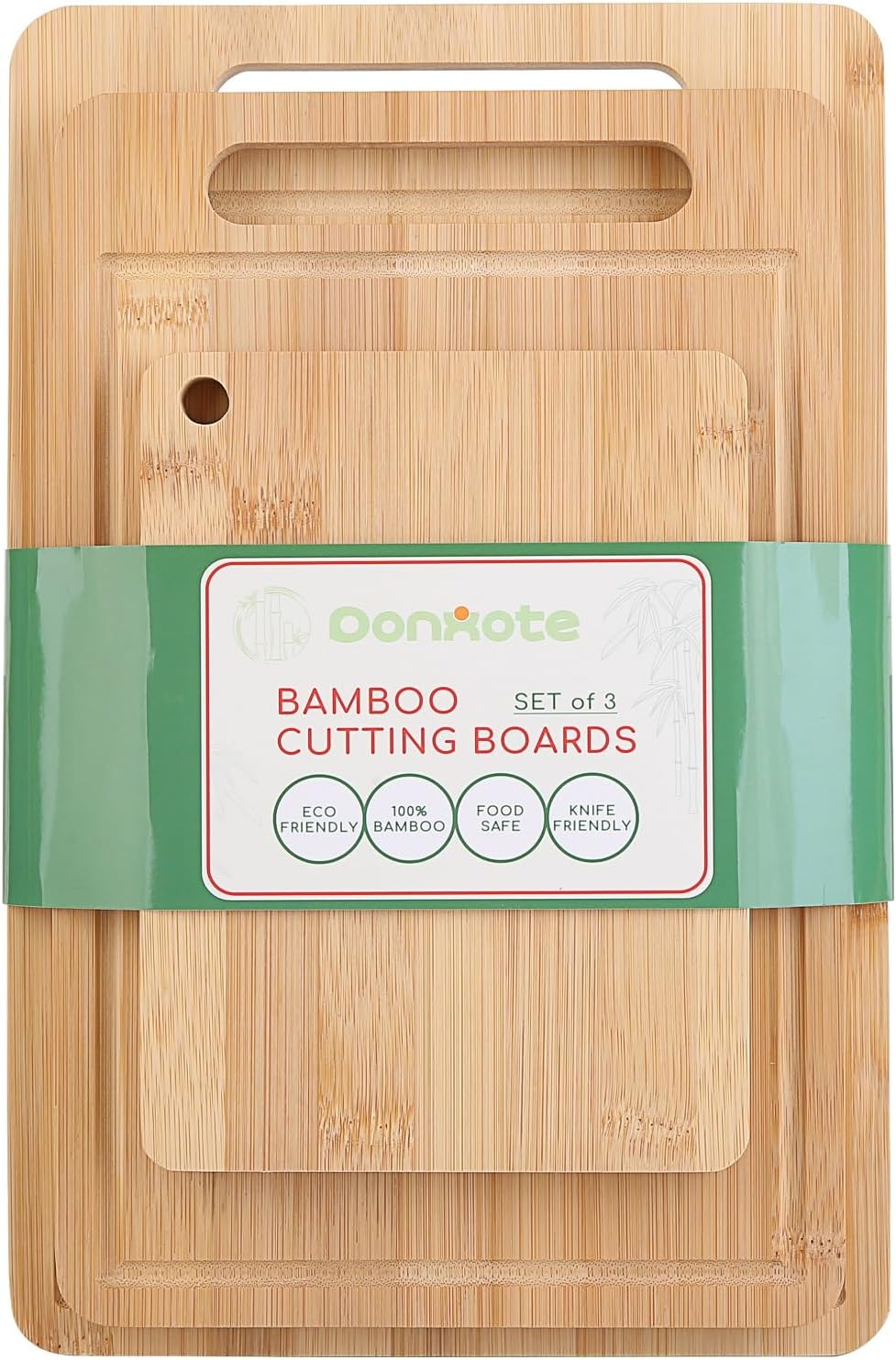Donxote Bamboo Cutting Board Set of 3 - Butcher Block with Juice Groove for Meat, Vegetables, and Fruits - Charcuterie & Kitchen Gadgets Gift image number 5
