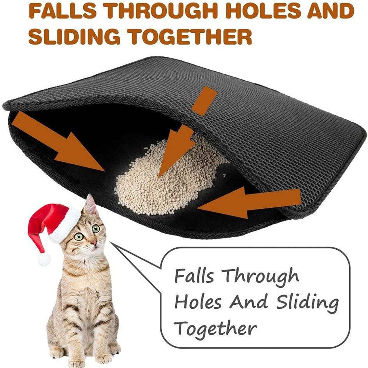 Zalati Cat Litter Tray Litter Mat Breathing Honeycomb Double Layer Design Water-Resistant for Pets image number 4