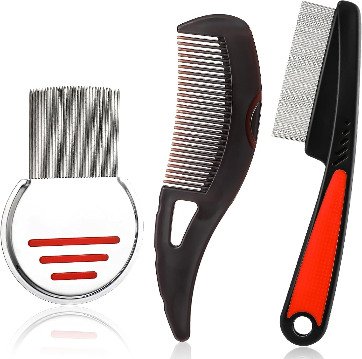 Dandruff Comb Hollow Tooth Dandruff Comb, 3Pcs Stainless Steel Fine Tooth Dandruff Remover Comb and Dandruff Relief Comb,Stainless Steel Scalp Sweep Detoxing Comb Fine Tooth Hairbrush Dandruff Comb image number 5