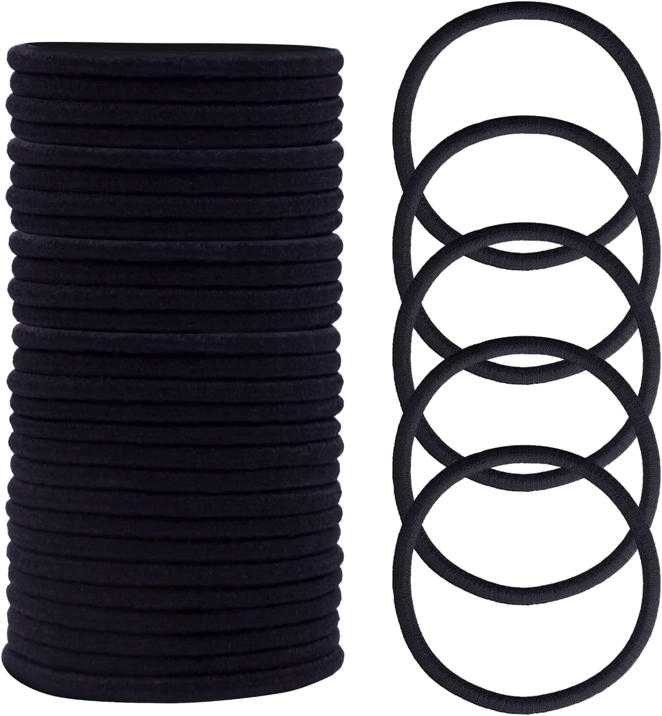 HXC 100Pcs Black Elastic Hair Bands, Small Elastic Hair Bobbles for Women, 2Mm Thin Hair Tie for Kids, Soft Hair Bands Withou Metal, Elastic Ponytail Holder image number 3