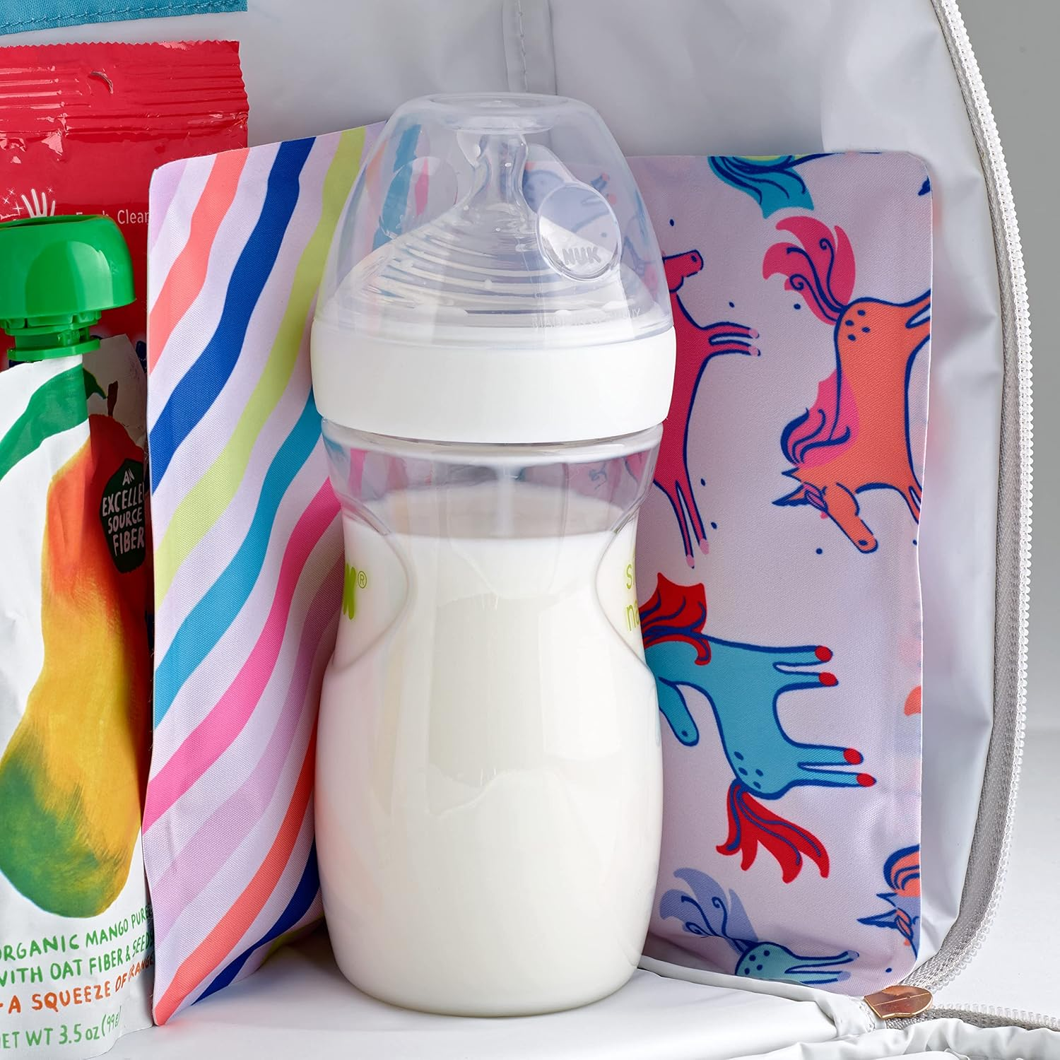 Cool Coolers by Fit + Fresh, Reusable Soft Ice Packs for Baby Bags, Flexible Soft Ice for Lunch Box, Coolers, Beach Bags and Picnic Baskets, 2PK, Unicorn Stripe Multicolor - Blue Tie Dye image number 6