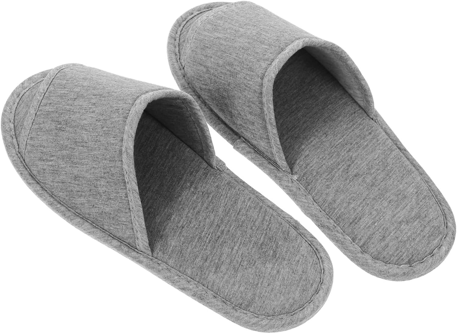 TOPPERFUN Lightweight Folding Travel Slippers for Business Trips and Home Use EVA Portable Open Toe Slippers Soft Knitted Cotton Space Saving Grey Footwear for Hotel and Plane