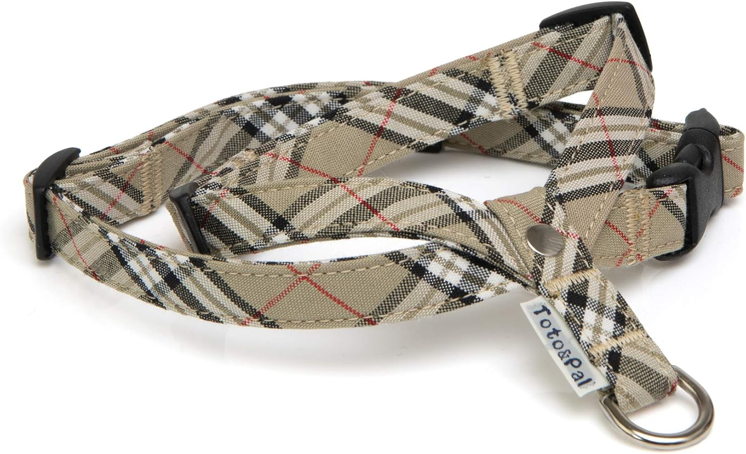 Toto&Pal Royal Tartan Check Neck Harness Beige 15Mm