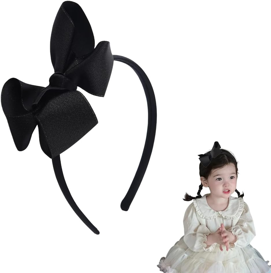 Christmas Big Bow Headband for Girls Gold Bow Hair Accessories Bowknot Gold Headband Large Bow Hair Band for Girls Kids Ribbon Hair Hoop Gold Bows for Girls Hair Cute Christmas Headband Bows for Girls