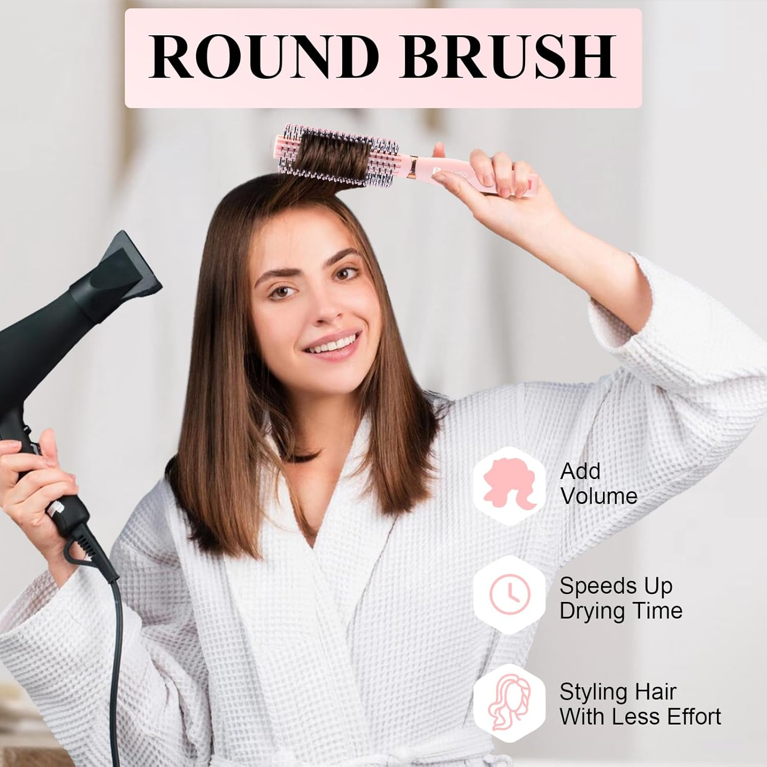 Hair Brush Set - Detangling Paddle Brush, round Brush & Curling Brush - Antistatic, Blow Dryer Brush, Boar Bristle & Straightening Tool for Women and Girls, for Wet & Dry Hair Styling image number 5