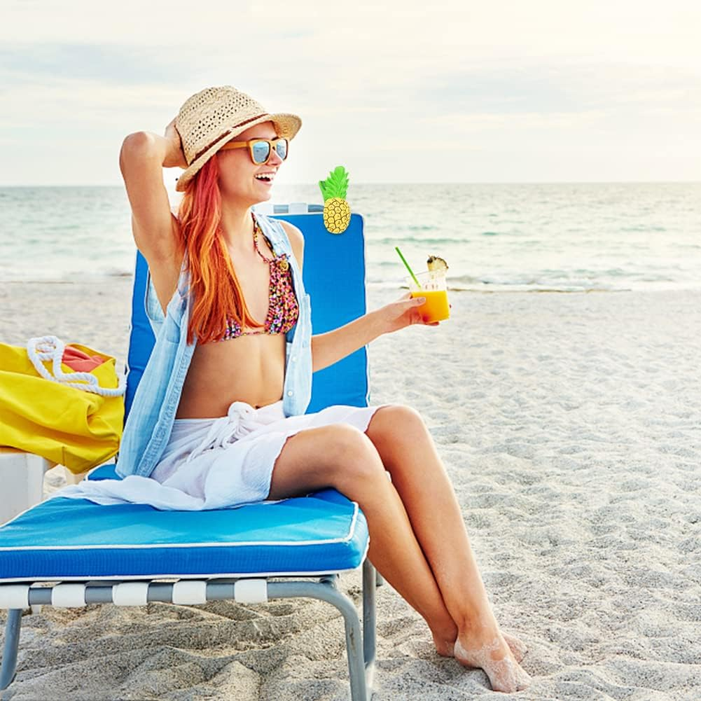 6 Pcs Beach Towel Clips,Beach Towel Pegs,Towel Pegs for Sun Lounger Pool, Flamingo,Parrot,Watermelon,Pineapple Chair Clips Portable Towel Holders Clips,Sunbed Pegs Large Laundry Clothes Pegs image number 5