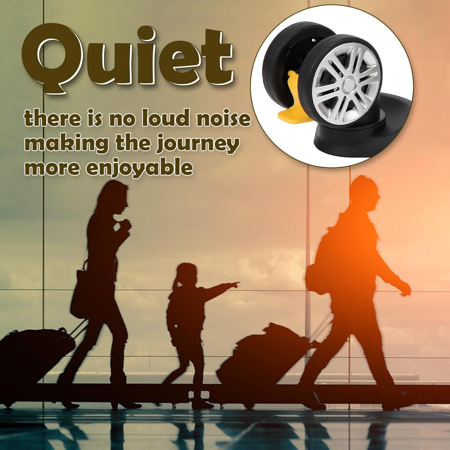 Horoper Luggage Wheels Replacement, 1 Pair Brake Double Row Wheel Luggage Suitcase Caster Wheels Trunk Wheels image number 3