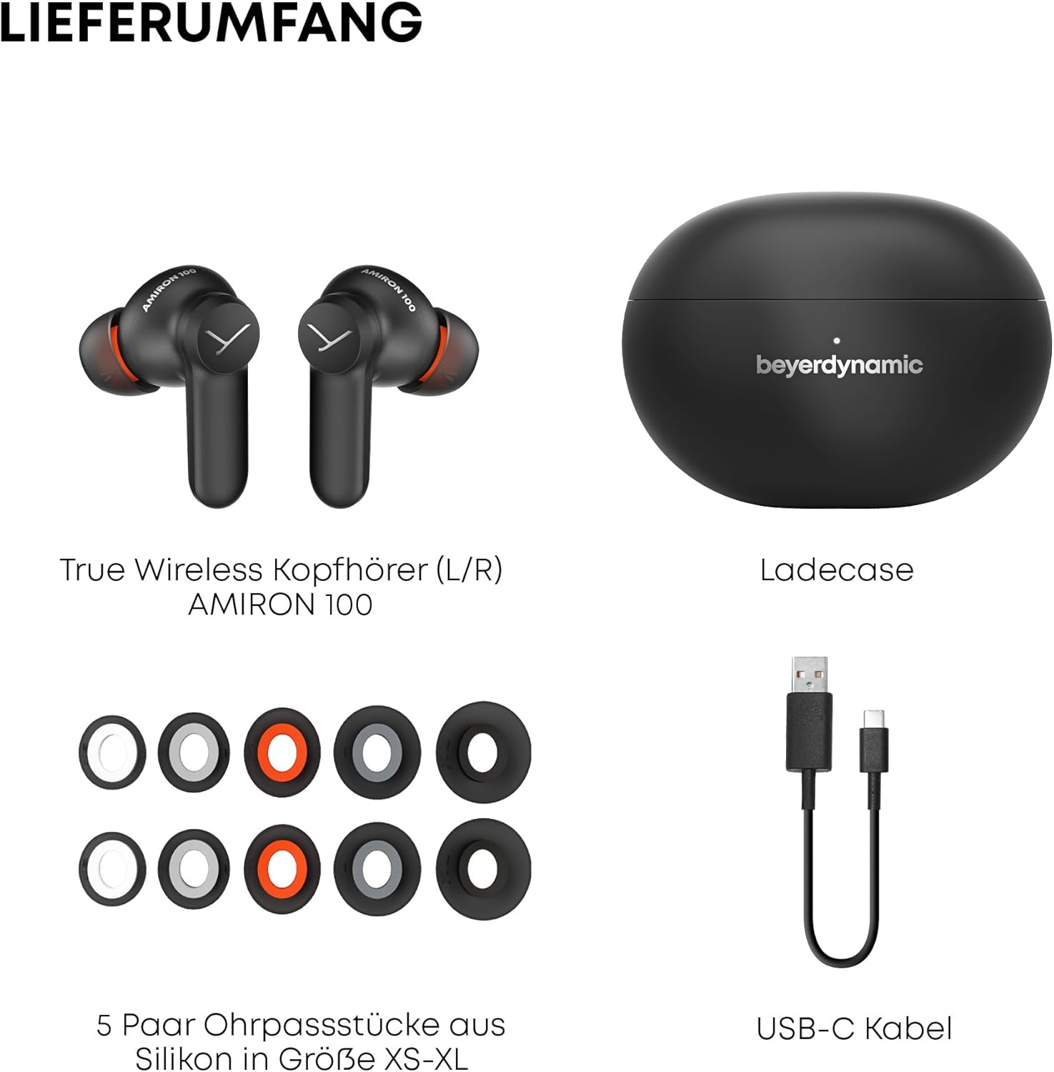 Beyerdynamic Amiron 100 Active Noise Cancellation True Wireless In-Ear Headphones - Black image number 6