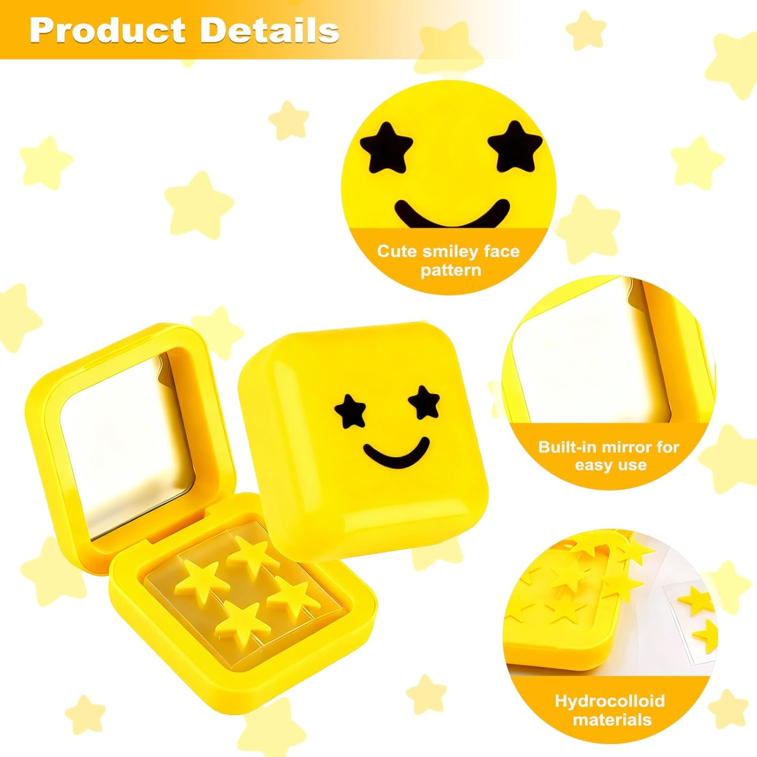 Starface Pimple Patches,64Pcs Hydrocolloid Pimple Patches,Star Spot Patches for Face and Skin Care image number 1