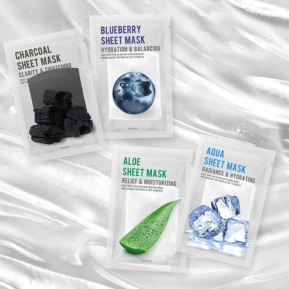[PACK of 10] EUNYUL Purity Aloe Facial Sheet Mask Pack 22Ml X 10Pcs Korean Skincare Hydrating & Soothing & Natural Ingredients for All Skin Types