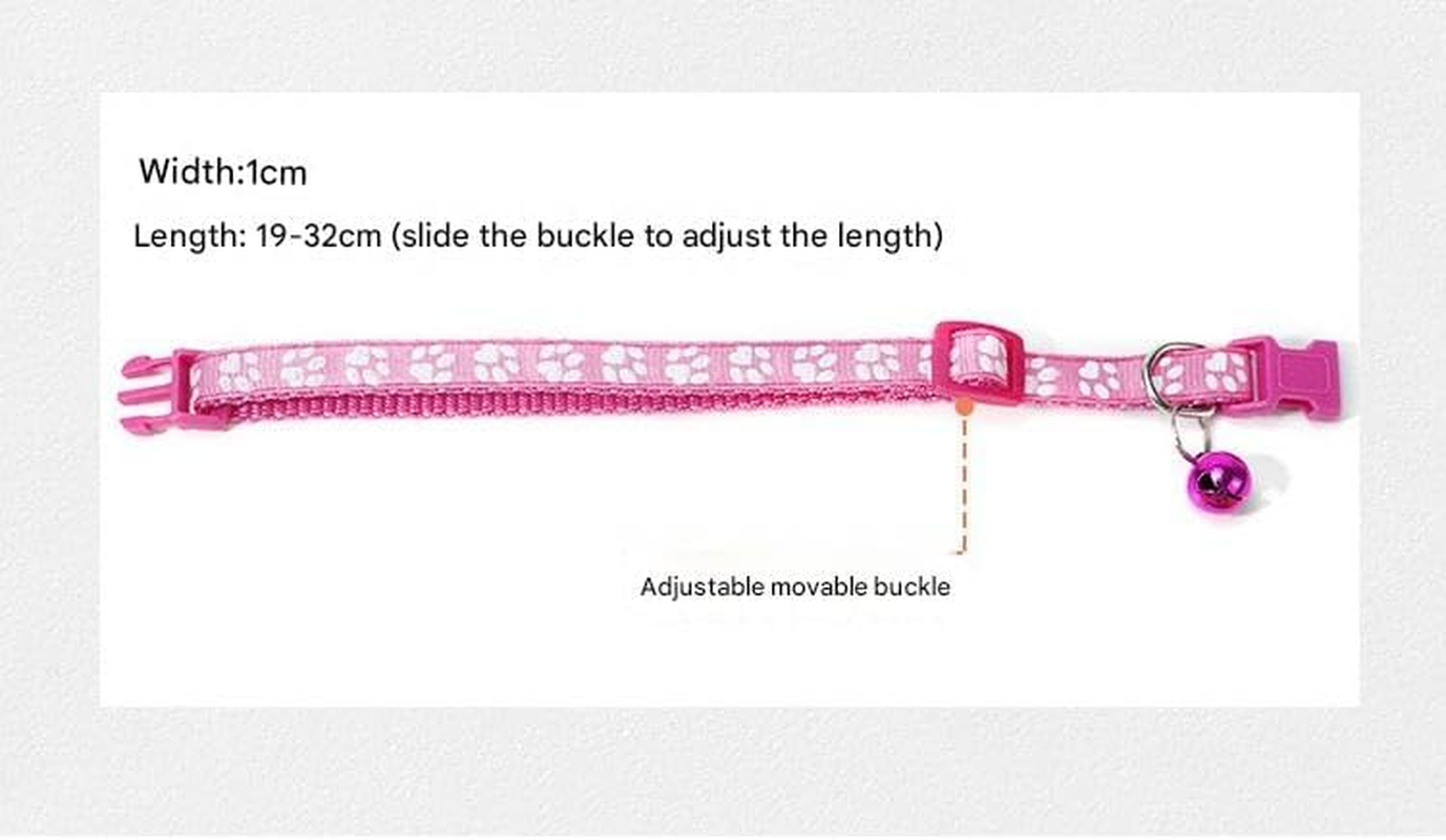 2-Pack Footprint Cat Collar with Bell Basic Dog Cat Collar Buckle Adjustable Polyester Cat Dog Collar or Seatbelts (Purple+Blue, 19-32Cm) image number 1