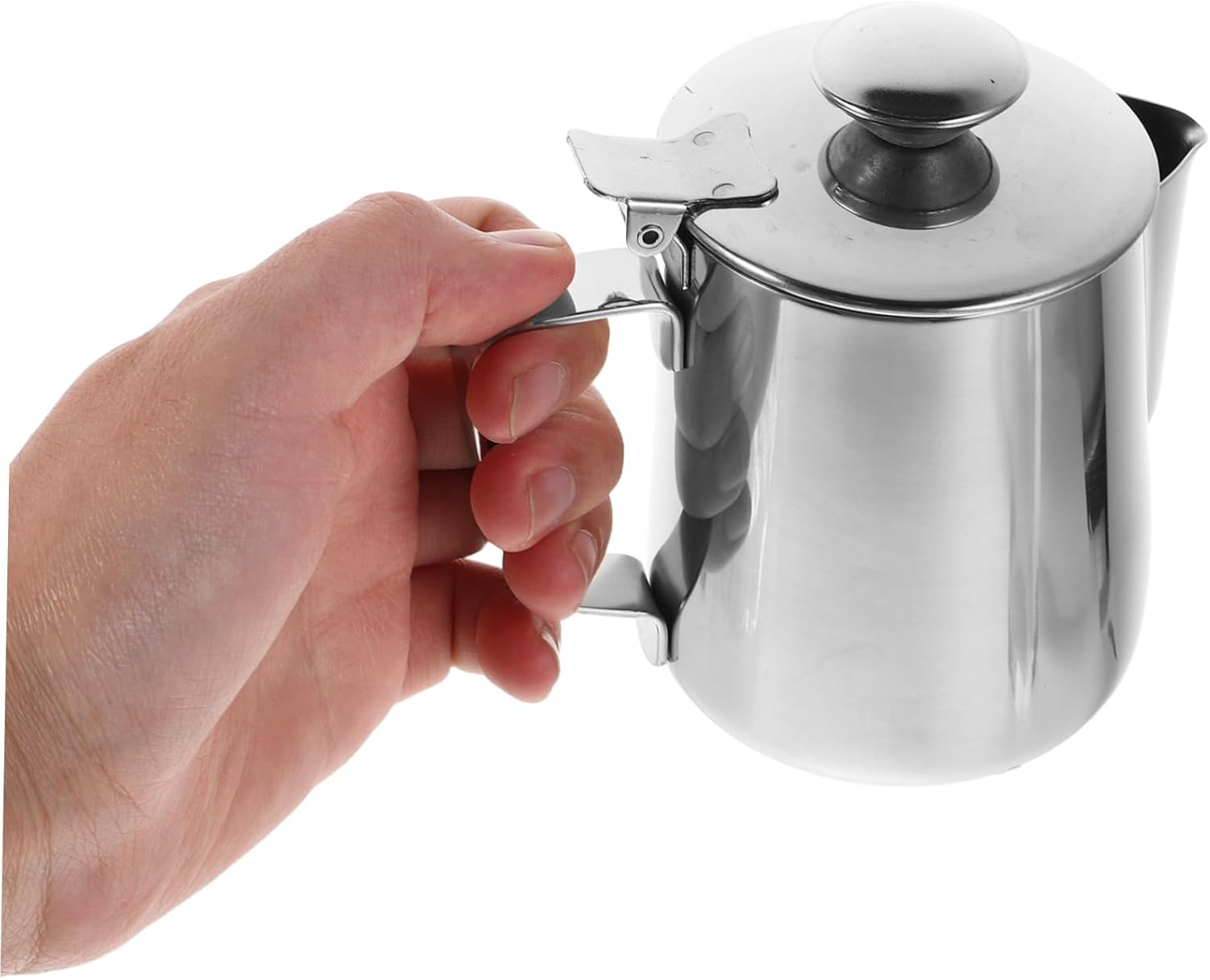 Stainless Steel Milk Frothing Pitcher with Lid Easy Clean Frother Cup for Latte Art Precise Pour Spout for Espresso Machines for Coffee Shops and Home Brewing