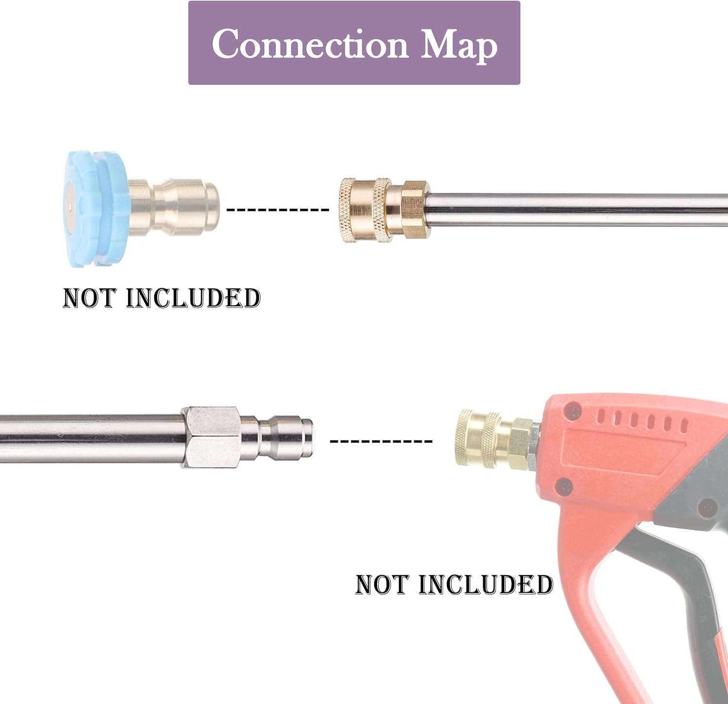 JOEJET Power Washer Extension Wand, 17 Inch Stainless Steel Pressure Washer Lance with 1/4 Inch Quick Connect, 2 Pack image number 3