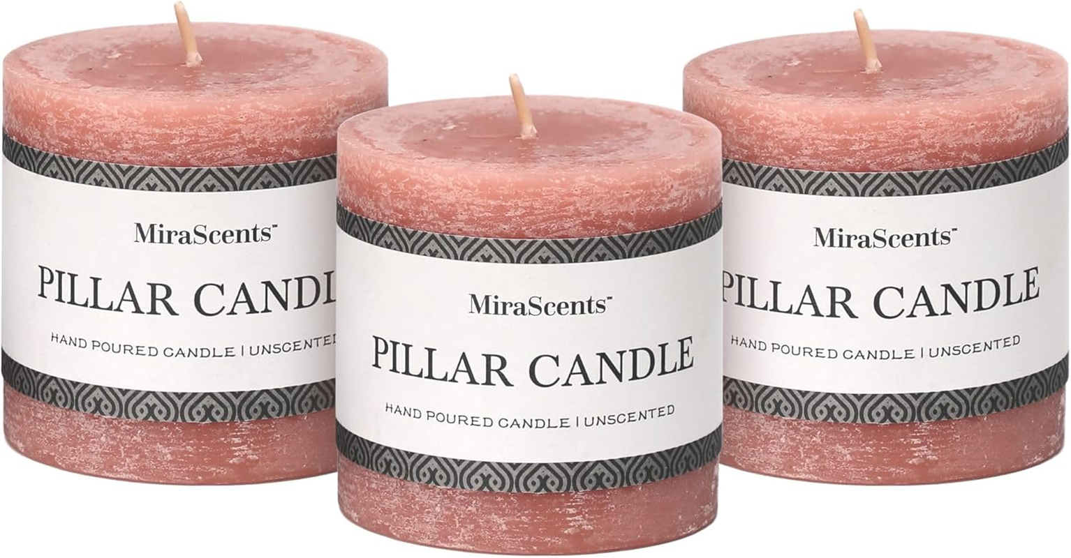 3X6 Inch Ivory Pillar Candles Set of 3 - Hand-Poured Unscented Candles, Long Clean Burning, Large Big Candles, Smokeless Dripless Candles for Dinner Table, Wedding, Home, Bathroom, Rustic Decor