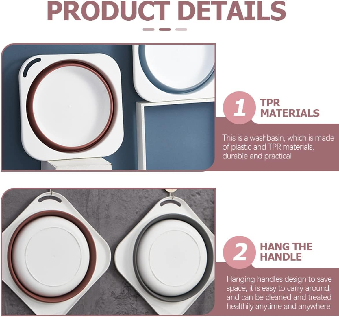 VALICLUD Portable Folding Wash Basin Collapsible Dish Tub for Kitchen Bathroom Camping Water Storage