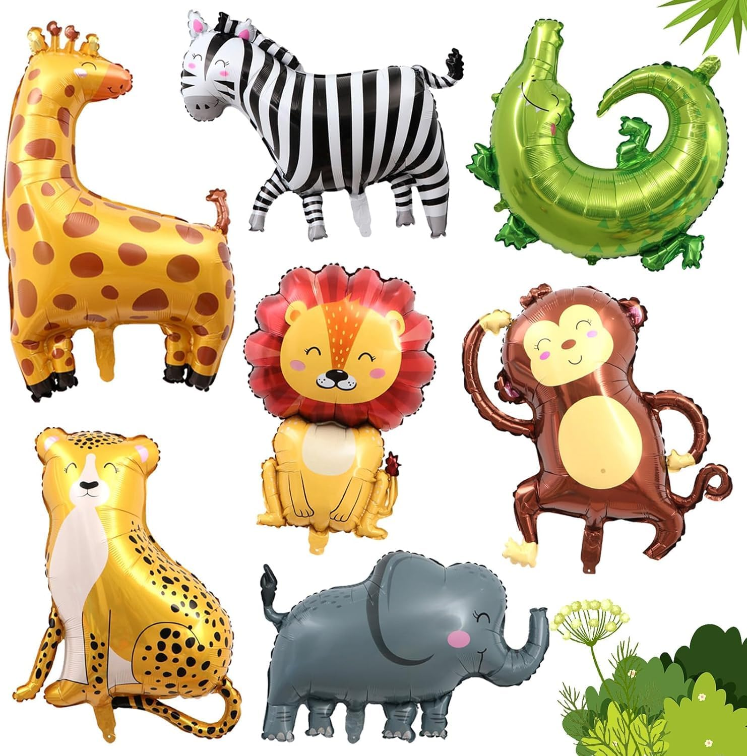 PQCLXUYA Foil Balloon Animals,7 Pcs Jungle Safari Animal Balloons,3D Zoo Balloons for Children'S Birthday Decoration, Lion Leopard Elephant Giraffe Zebra Monkey Crocodile Animals Balloon Party image number 3