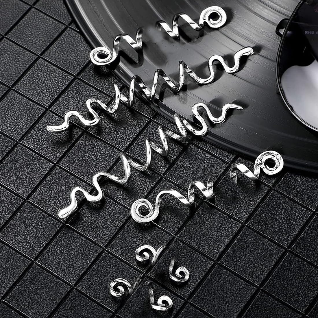 SIRLOMU Pack of 28 Dreadlocks Jewellery, Adjustable Metal Cuffs, Hair Spiral Clips, Dreadlocks Beads, Braiding Hair Jewellery, Suitable for Men and Women (Silver) image number 1