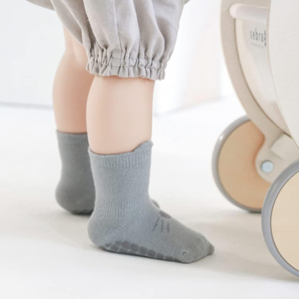 Baby Non Slip Socks Toddler Non-Skid Ankle Socks with Grips Anti-Slip Crew Cotton Socks for Infants Toddlers Girls Boys image number 1