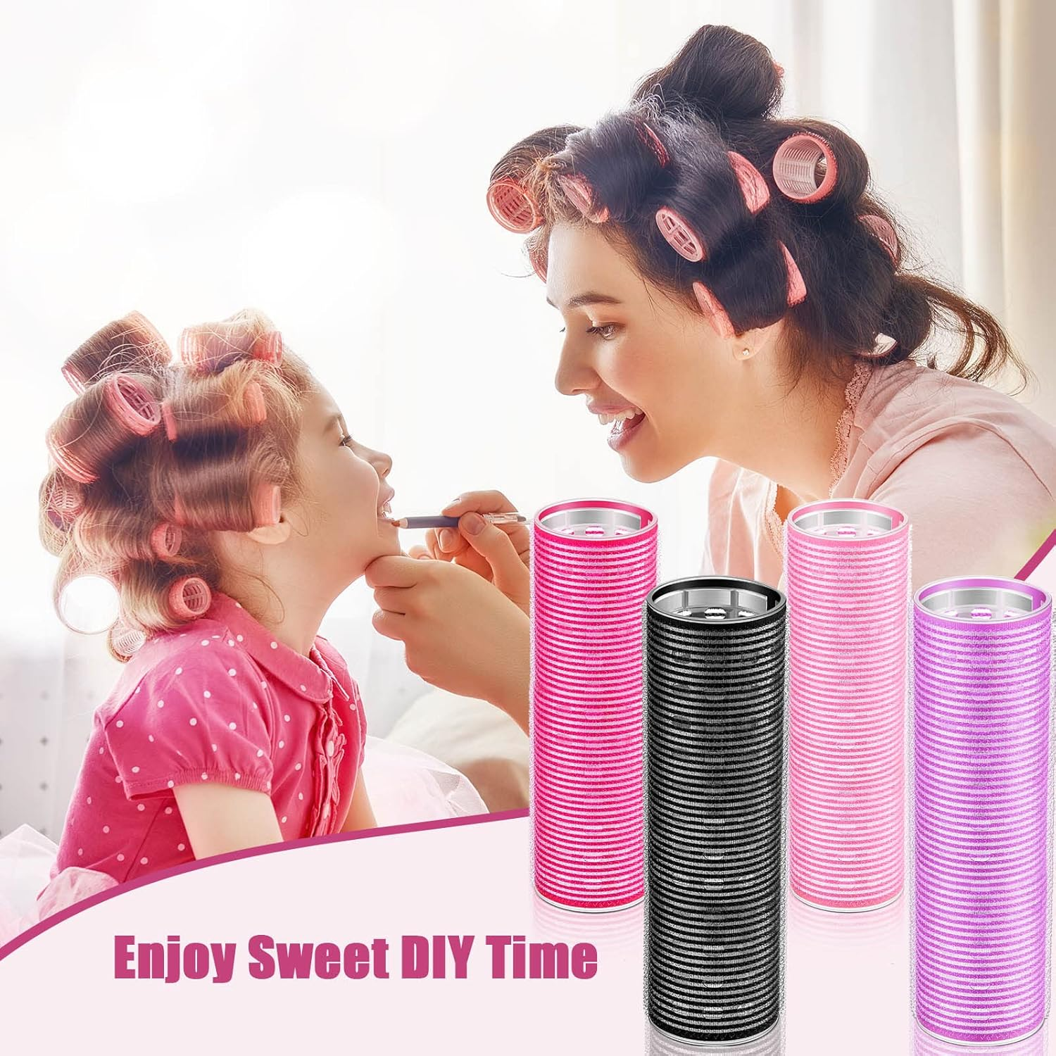 WILLBOND 8 Pcs Long Hair Rollers for Bangs Aluminum Core Curlers Thermal 4.1 X 1.2 Inch Self Grip Roller for Long and Medium Jumbo Hair Women Hairstyle image number 2