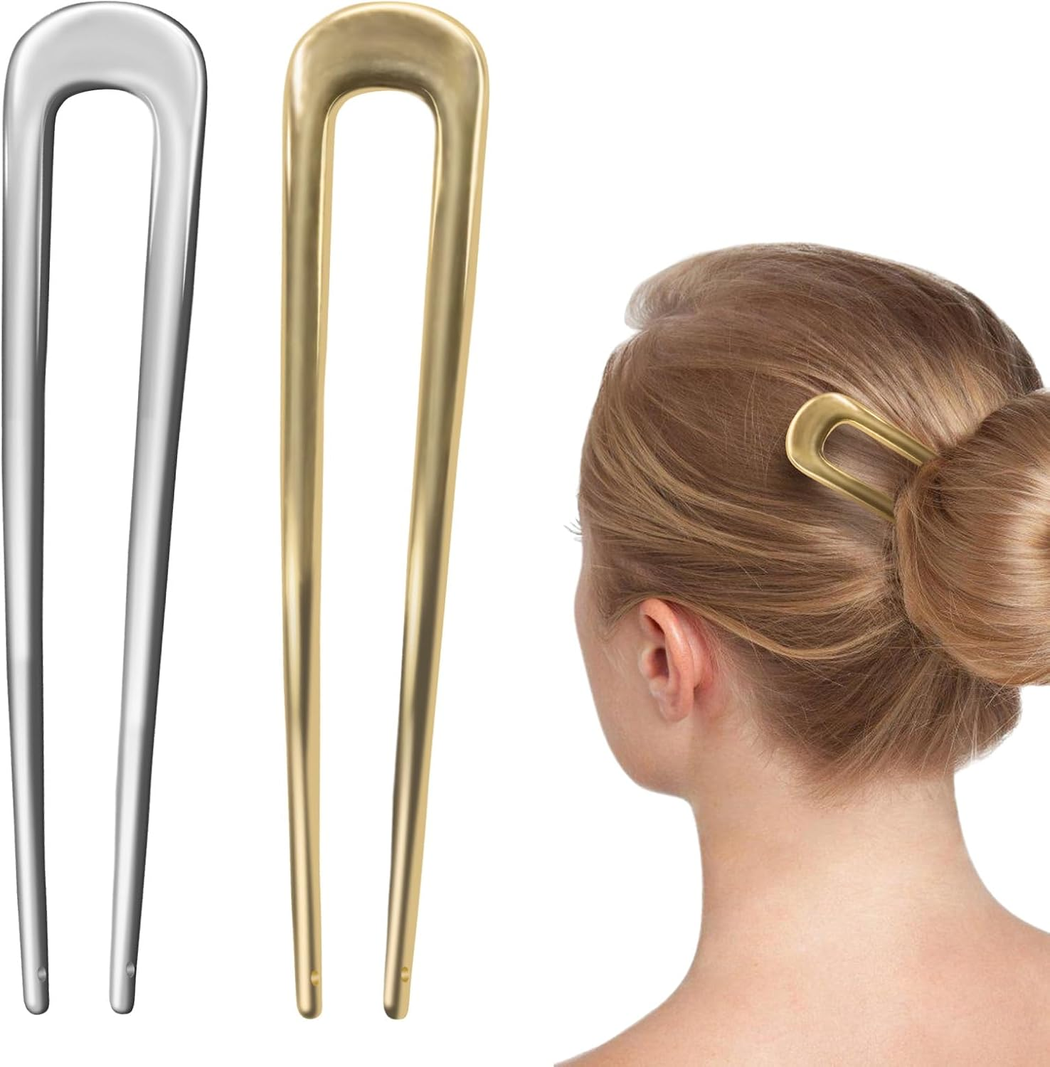 6 Pcs French Hair Pins, 3.9 Inch Metal U Shaped Hair Pins for Women and Girls, Vintage Black for Buns, Long and Thick Hair