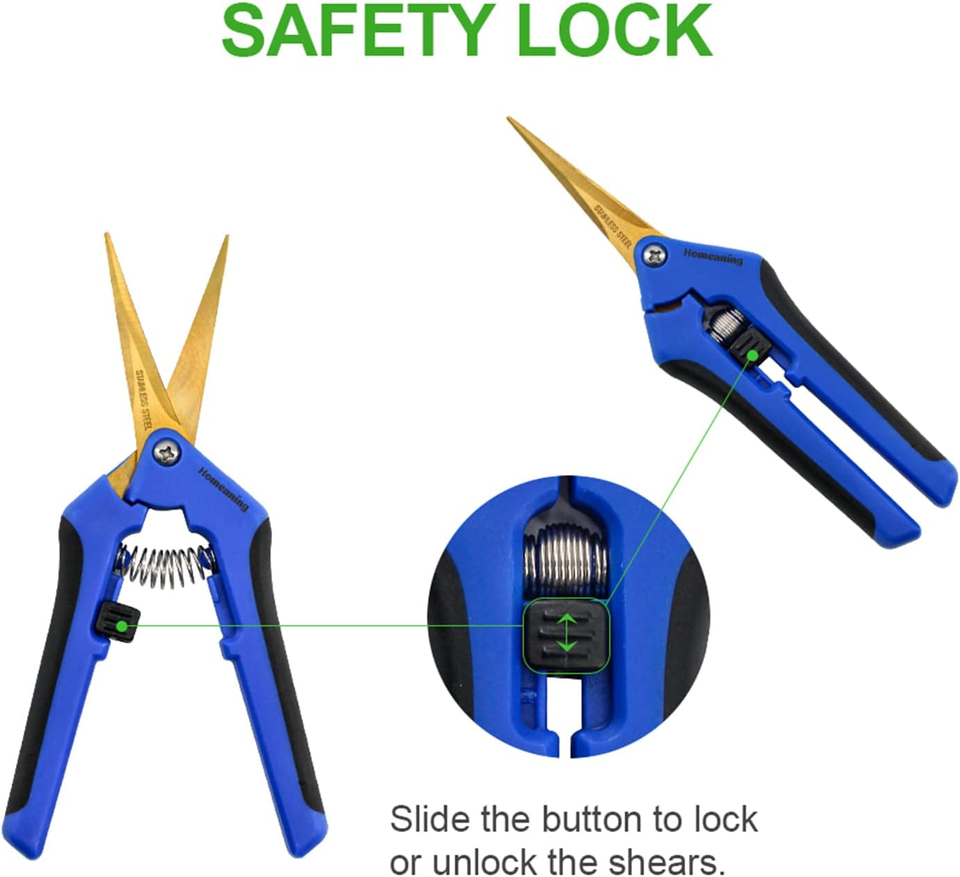 HOMEANING 1-Pack Garden Pruning Shears with Curved Blades Trimming Scissors, Gardening Hand Pruning Snips Titanium Coated Precision Bonsai Pruning Shears, Convenient and Efficient Flower Cutters(Blue) image number 3