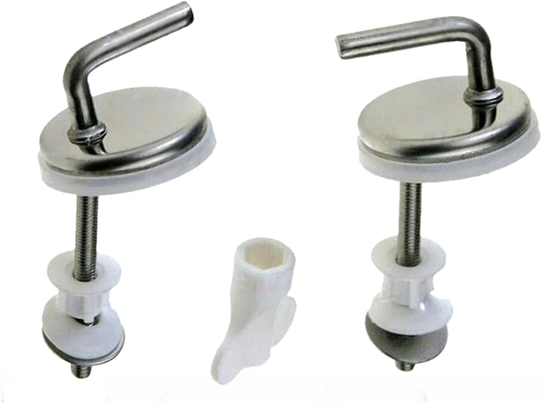 2Pcs Toilet Seat Fix Fitting Stainless Back to Wall Replace Quick Release Hinges image number 4
