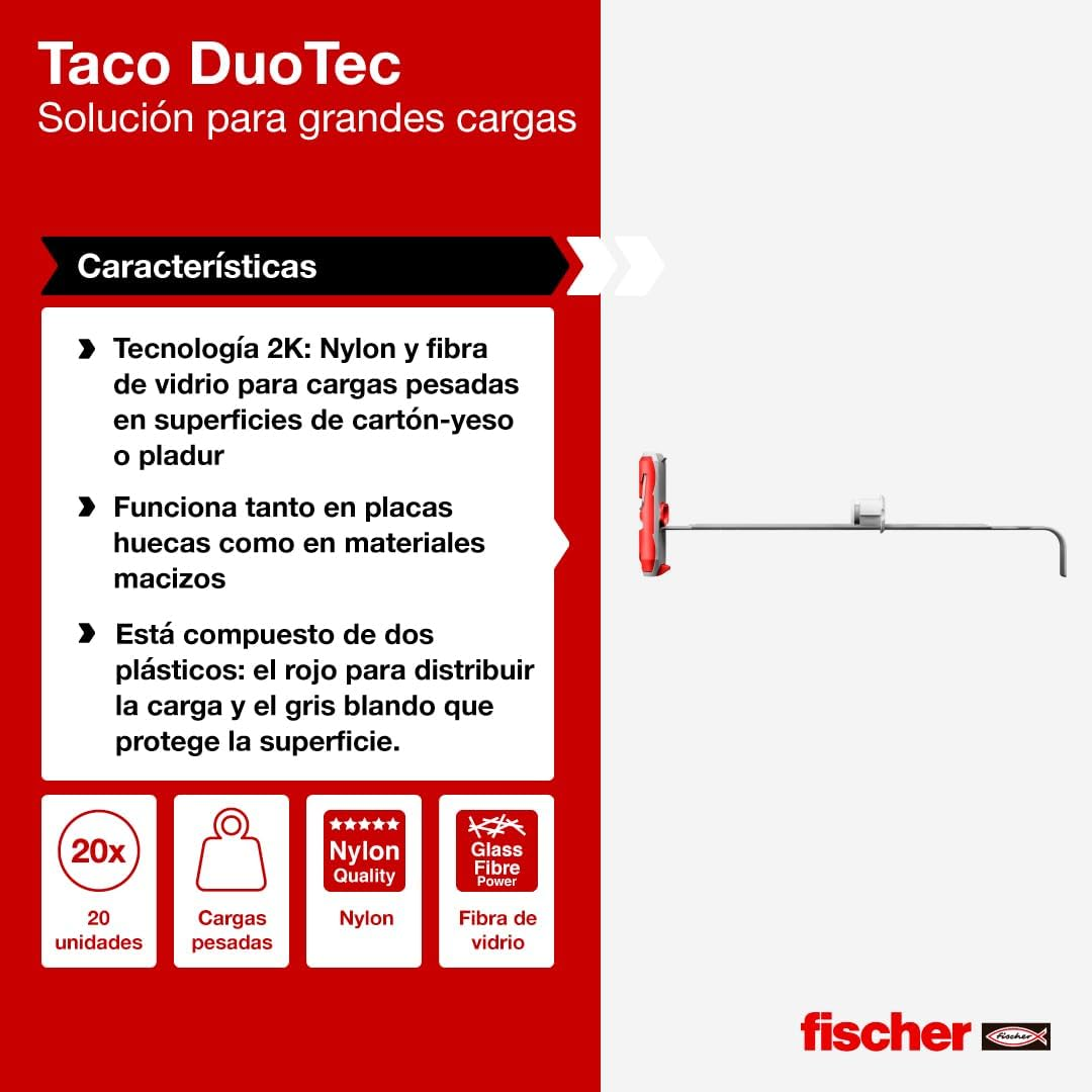 Fischer 537260 Cavity Fixing, Red/Grey, DUOTEC 10, Set of 20 Pieces image number 3