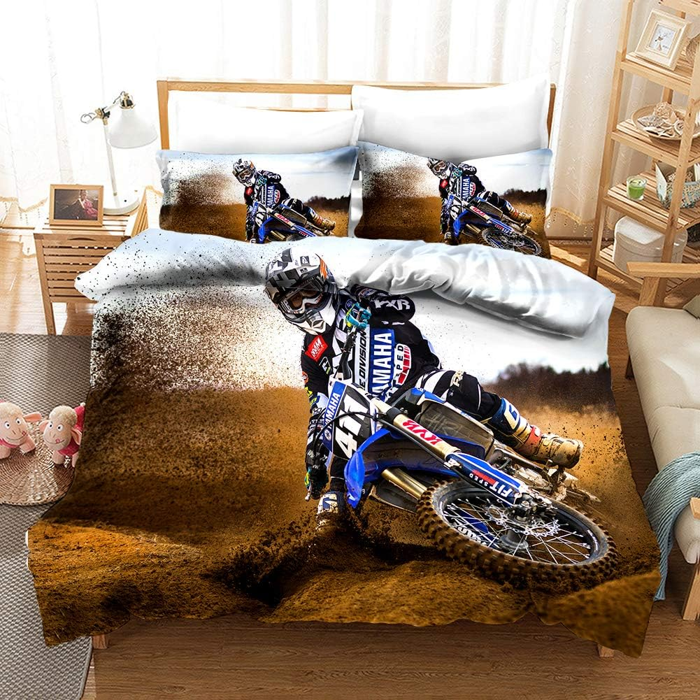 3D Off-Road Racing Quilt Cover Set Bedding Set with Pillowcases, Single/Double/Queen/King Size (Single) image number 3