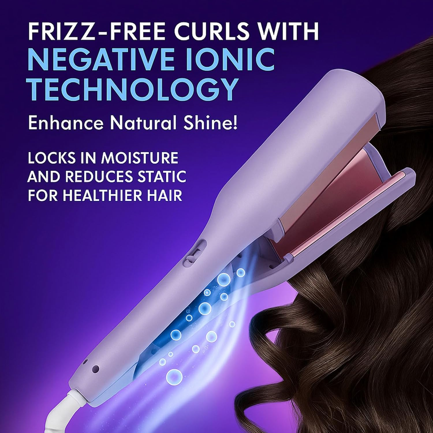 Homessencials Hair Styling Tool with Negative Ionic Technology &ndash; 3D Curling Iron for Frizz-Free Curls, Quick Heat in 15 Seconds, Adjustable Temperature for Smooth Waves, Beach Curls & French Style, Ideal for Home, Travel & Professional Use (B) - C image number 6