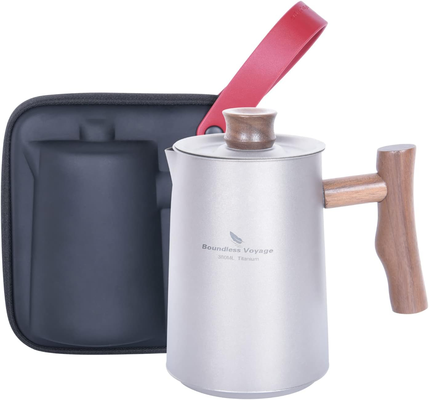 Boundless Voyage Camping Coffee Maker, Tea Kettle, Titanium Pot, Backpacking Mug, Portable Titanium Mug, Outdoor Kettle, Camping Cookware, Lightweight and Portable (Ti3117D Teapot + Cup)