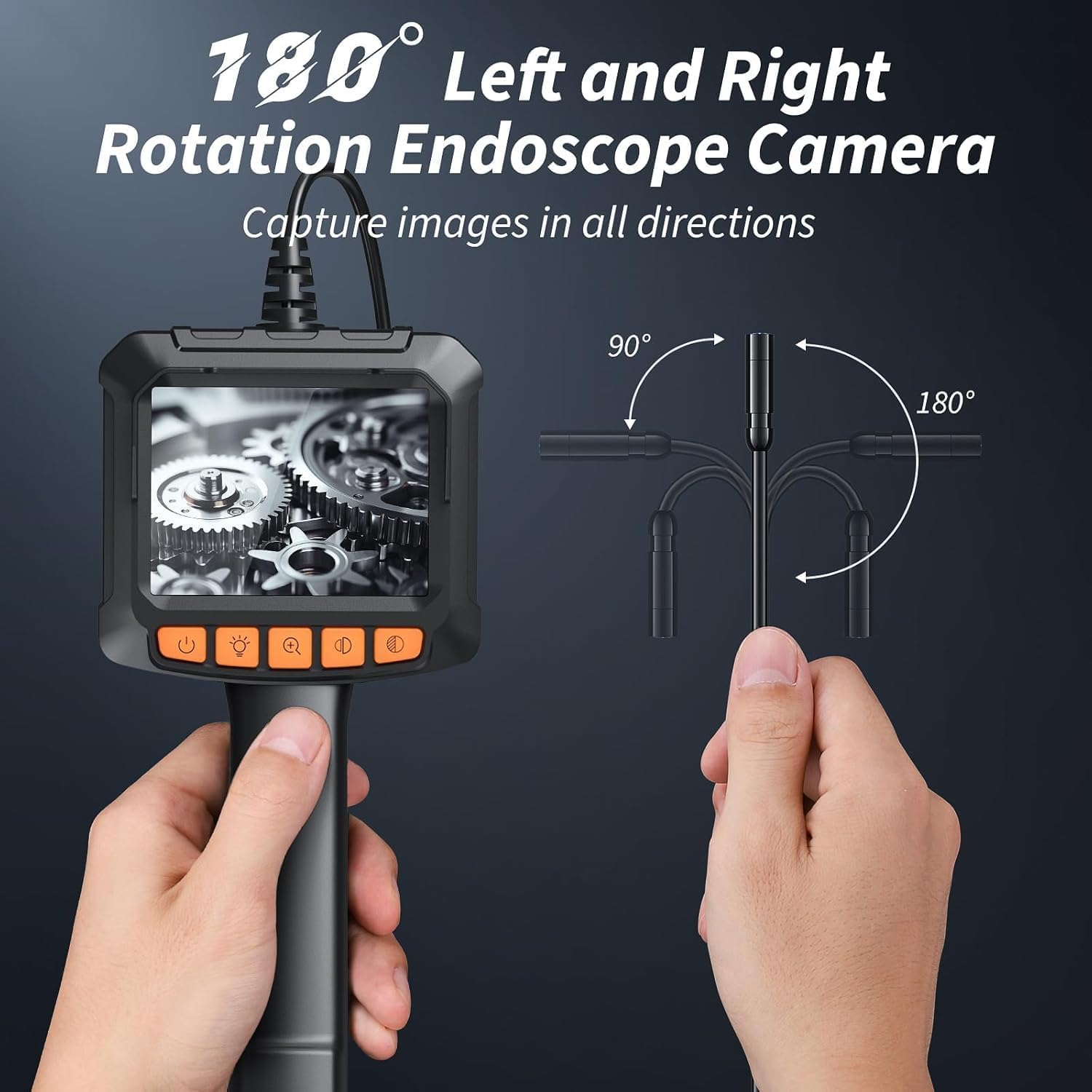 Endoscope Camera with Light, 1920P Inspection Camera, with 2.4-Inch Color Display Borescope, Waterproof Industrial Borescope with 8 Adjustable LED Lights, 16.5Ft Semi-Rigid Cable Sewer Camera image number 1