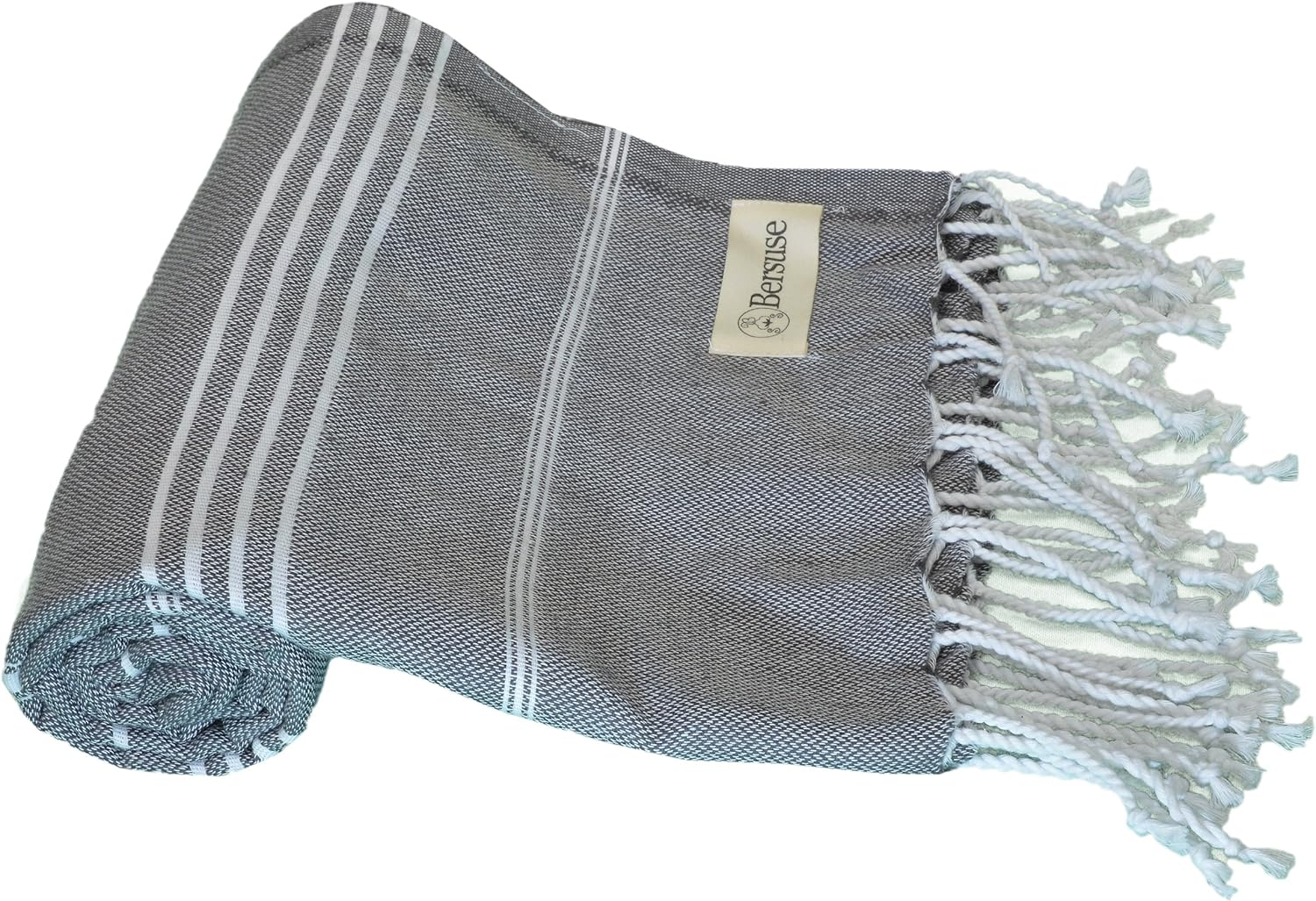 Bersuse 100% Cotton Anatolia Turkish Towel - 37X70 Inches, Anthracite
