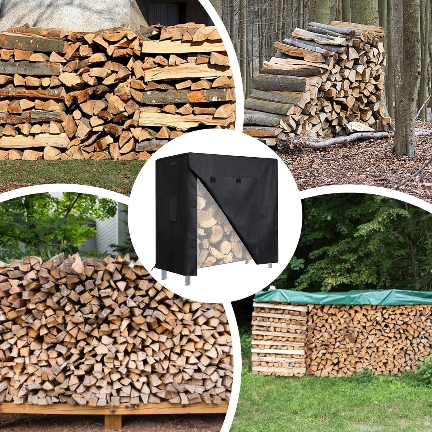 Firewood Rack Cover,Oxford Fabric Firewood Rack Cover Heavy Duty Log Rack Cover | Adjustable Protection Cover Weather Resistant Windproof Outdoor Supplies for Wood