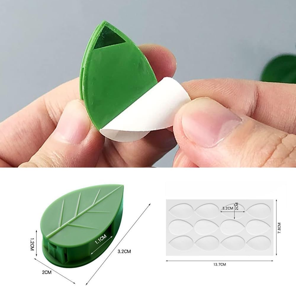 60 Pcs Invisible Plant Climbing Wall Fixture Clips,Self-Adhesive Hanging Plant Clips,Self-Adhesive Hook Plant Vine Traction for Indoor Outdoor Green Leaf Simulation for Garden Wall Clip Decoration