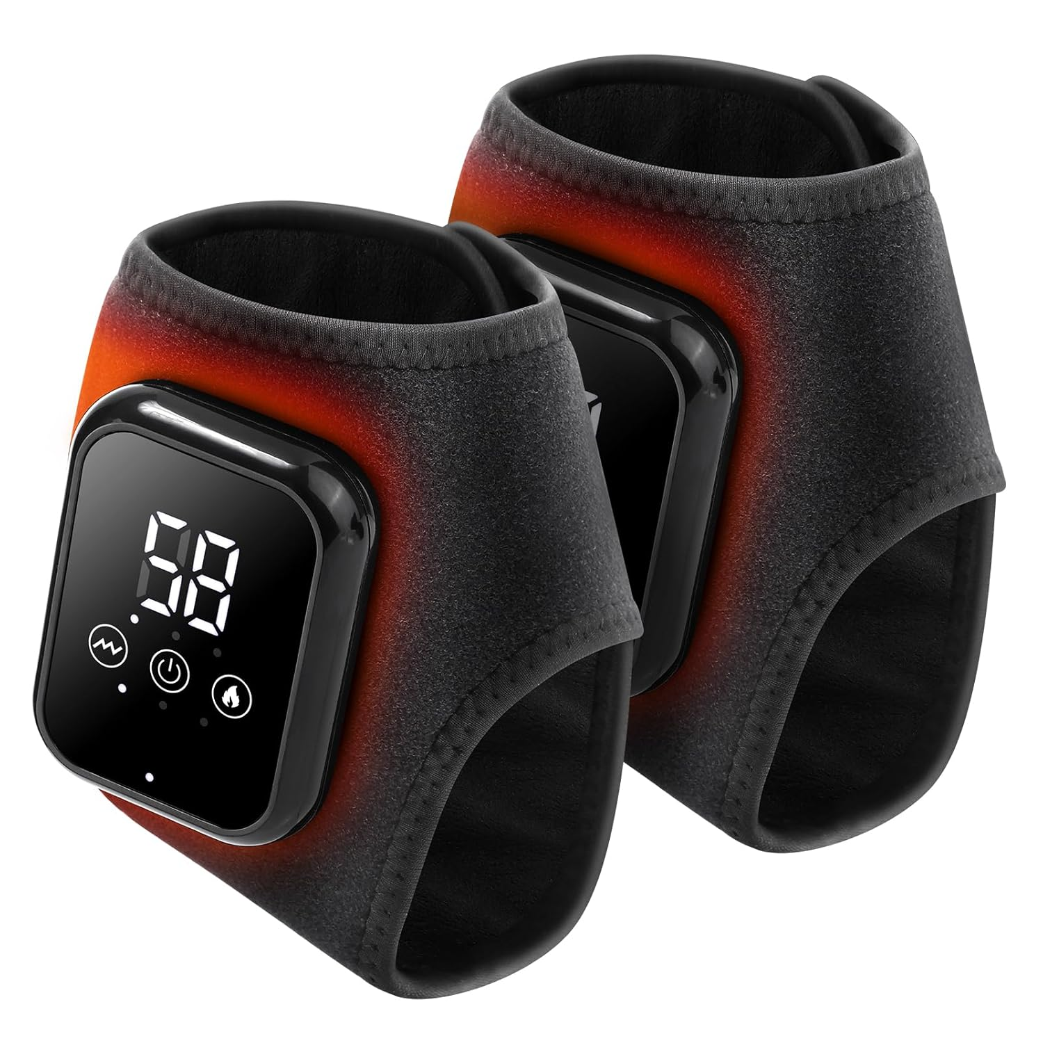 Heated Ankle Brace, Cordless Ankle Massager with 3 Heat Settings, Rechargeable Ankle Heating Pad with LCD Display, Heated Ankle Support for Left and Right Foot, 2 Pack image number 1