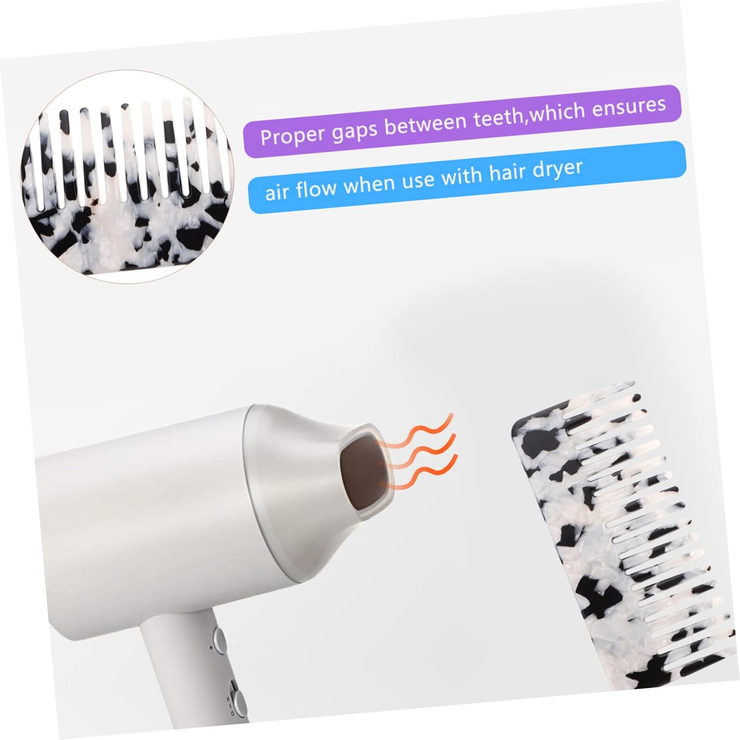 COMPUKAS Fashionable Anti-Static Wide Tooth Hair Comb Stylish Detangling Comb for Hair Types for Home Use and Salons