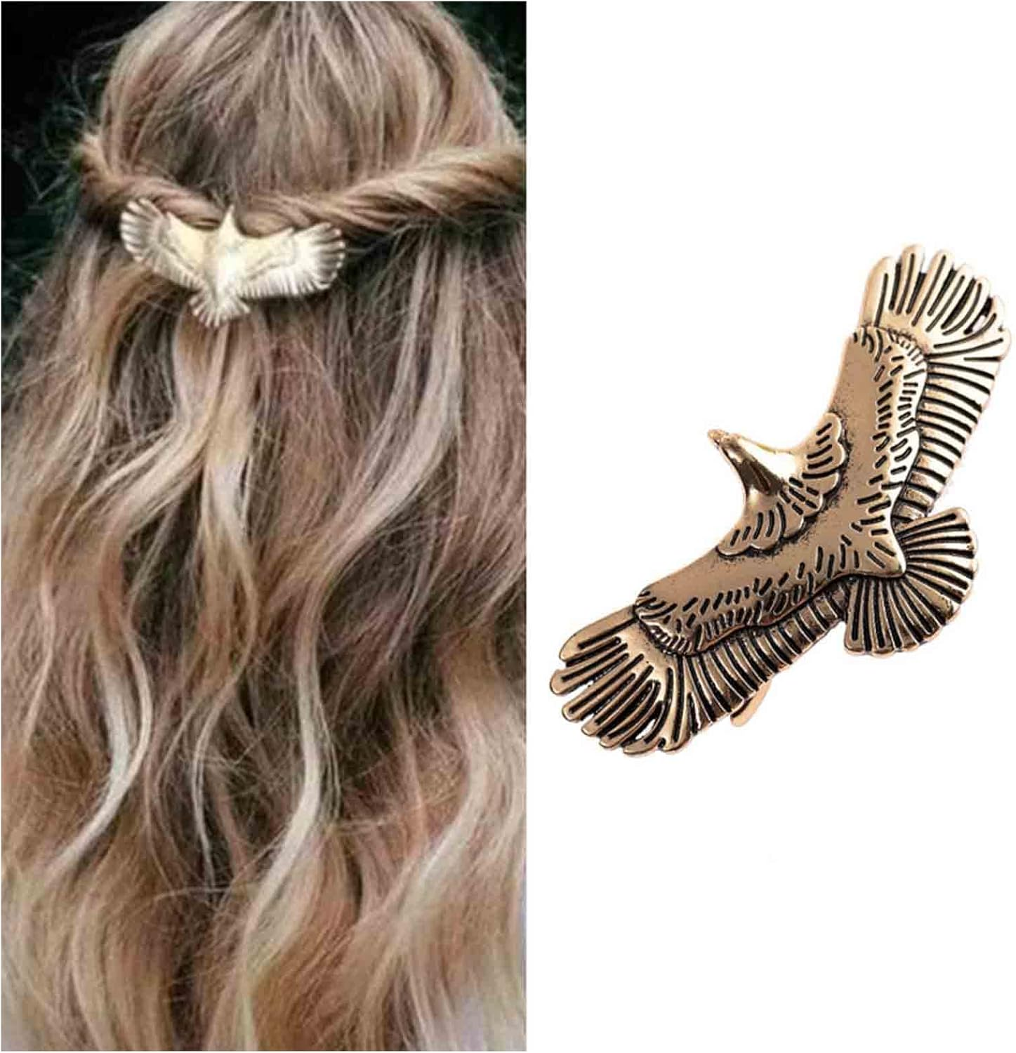 Yheakne Boho Eagle Star Hair Clip Goth Punk Wings Hair Clip Silver Wings Hair Clips Metal Vintage Owl Hair Clip Hairpiece Decorative Hair Accessories for Women and Girls (Silver)