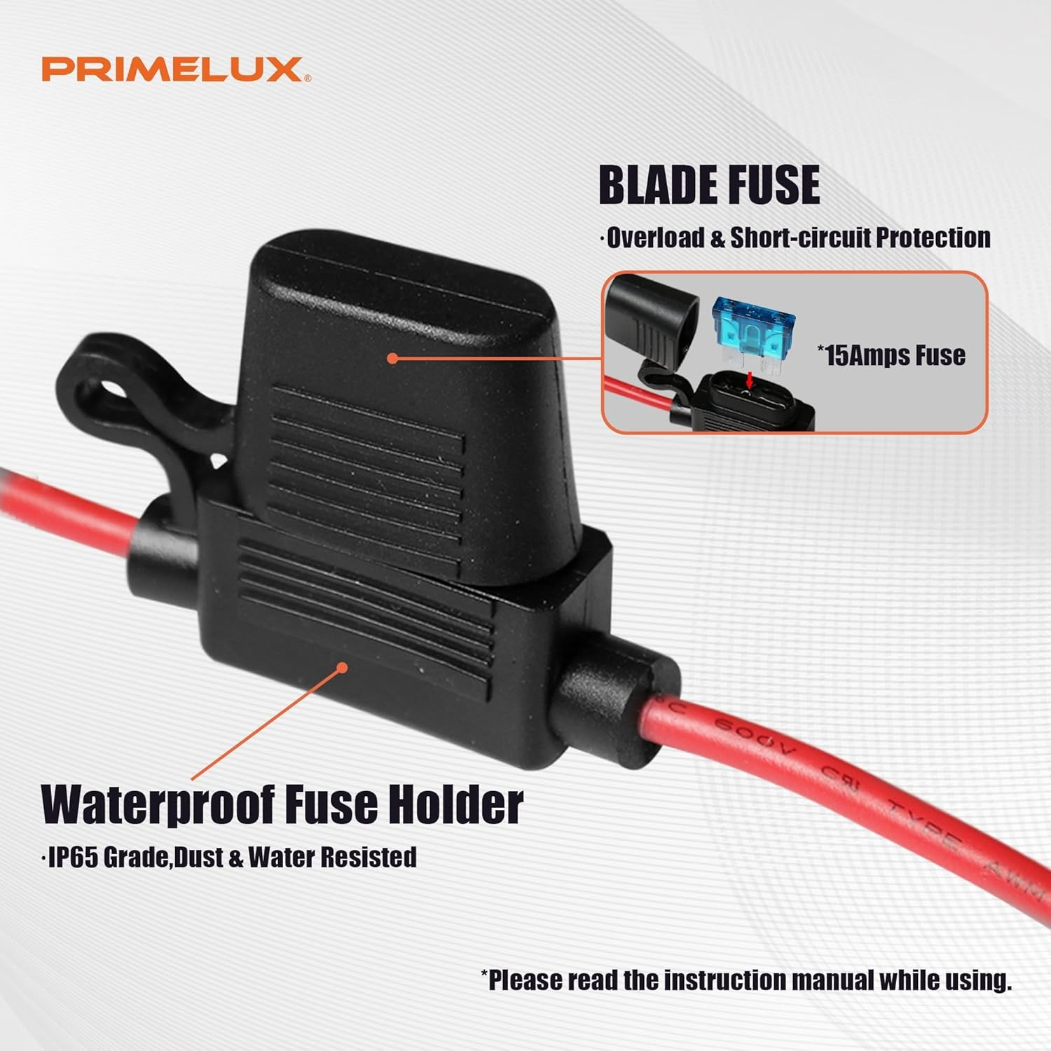 Primelux 16AWG Universal LED Light Bar Wiring Harness Kit with 40A Relay & Waterproof Switch &ndash; Compatible with Trucks, UTV, ATV, Boats (12V 0-180W, IP65, 2-Year Warranty) image number 2