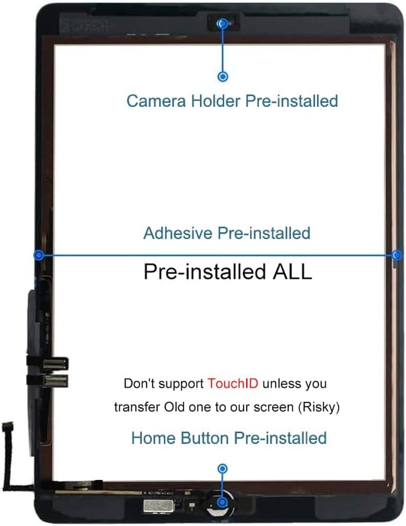 A1893 A1954 Screen Replacement Kit for Ipad 6 (6Th Gen) Digitizer Touch Glass 6Th Generation 9.7 Inch 2018 with Home Button Full Repair Tools Video Guide - Air 1St image number 3