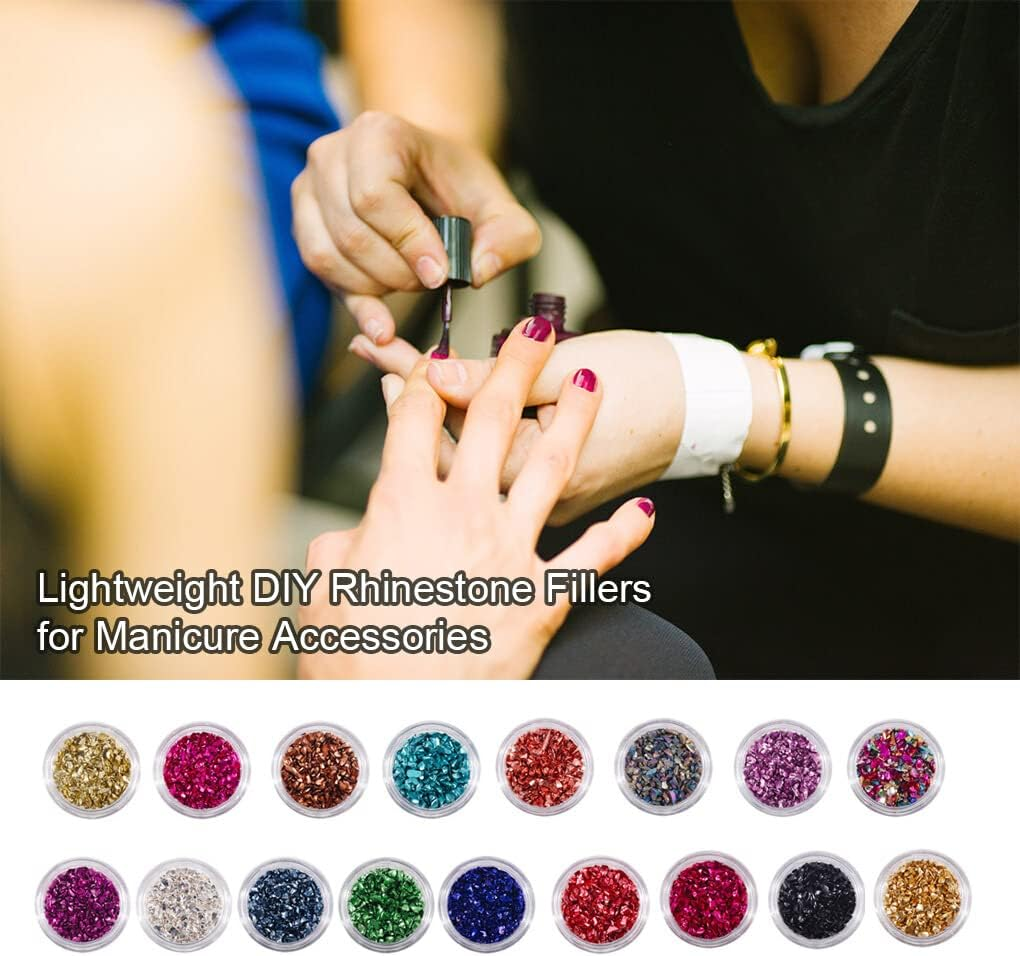 Nail Art Crushed Glass Stones Glitter Excellent Gloss Crystal Fragment DIY Rhinestone Fillers Jewelry Making Wedding Dress, Gold - Brown image number 2