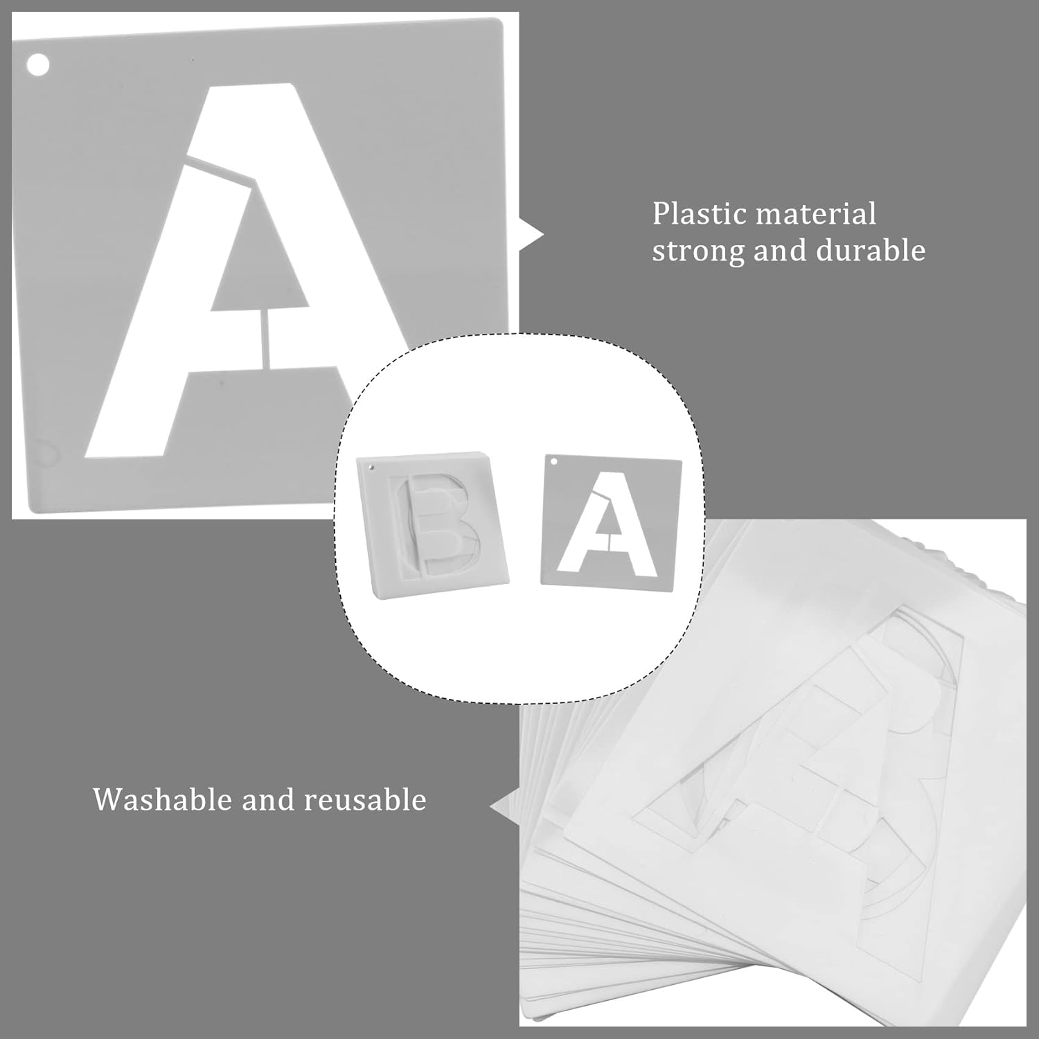 Hepzest Letter Stencils for Painting on Wood 36 Pcs Letter and Number Stencils Reusable Font Templates for Home image number 5