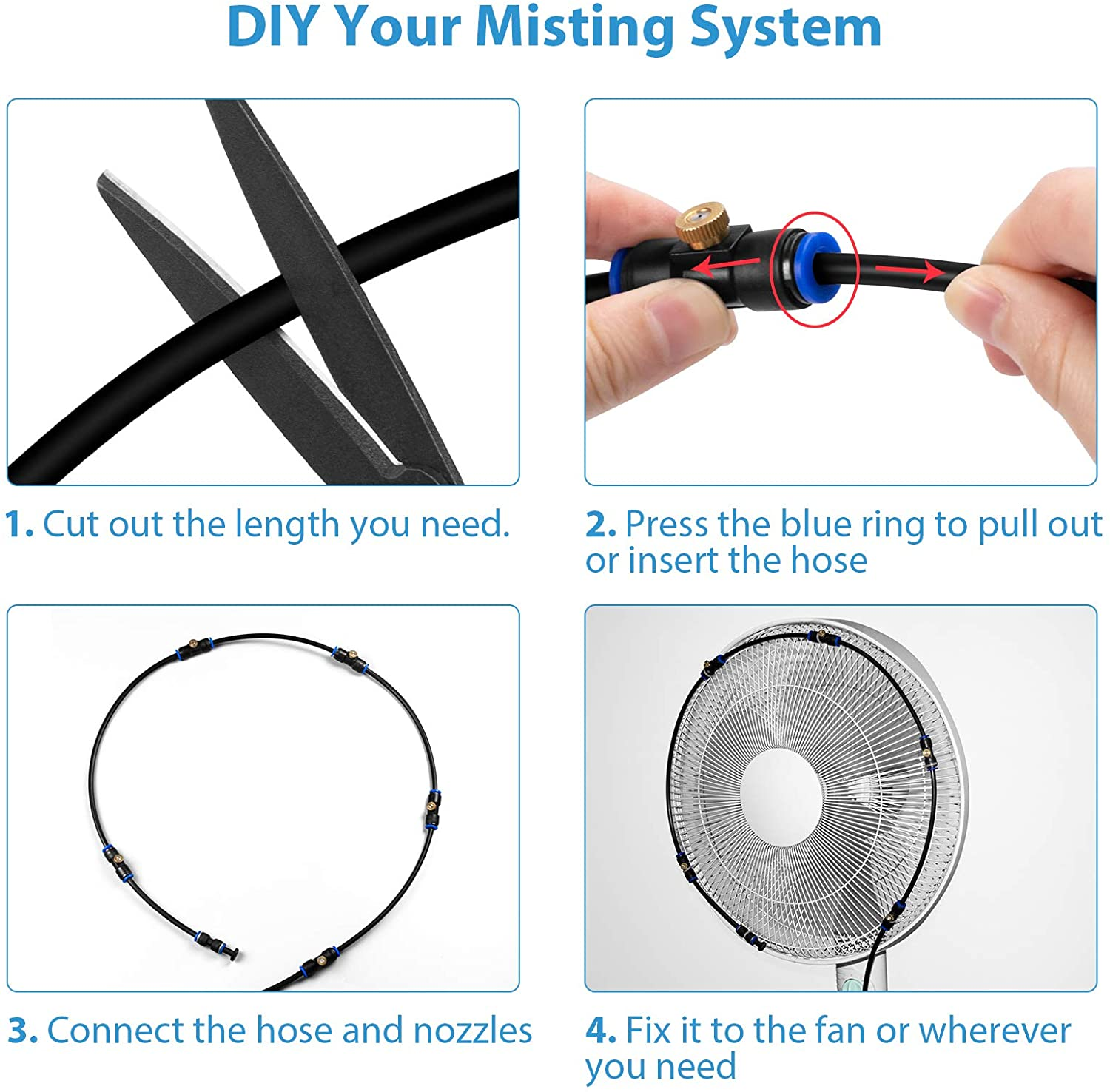 Lifeegrn Misting Cooling System, Outdoor Misting System for Patio, 40 FT Misting Line+10 Mist Nozzles+3/4" Brass Adapter,Outdoor Mister System for Patio Garden Trampoline Greenhouse image number 5