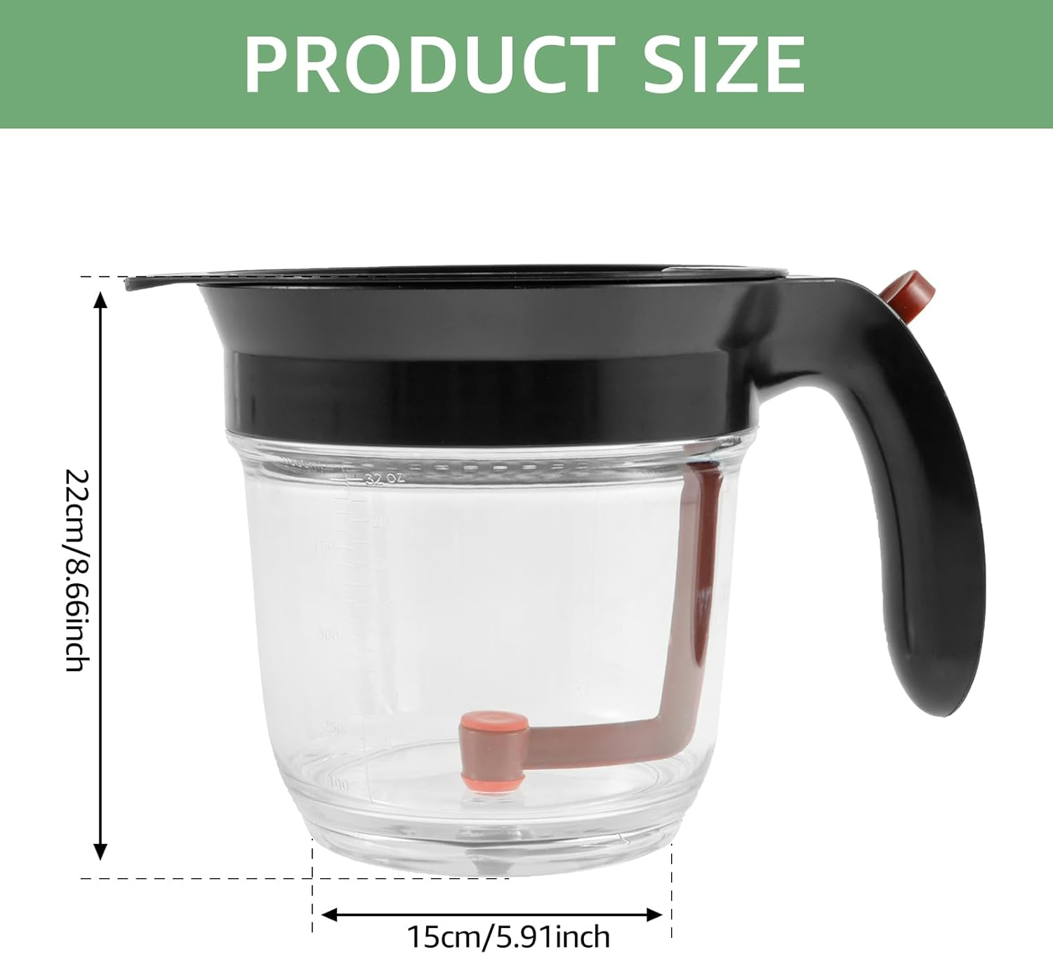 Fat Separator with Bottom Release, 4 Cups Gravy Separator for Cooking, Plastic Soup Oil Separator Measuring Cup, Kitchen Gadgets Grease Separator, Fat Skimmer for Gravy Sauces and Other Liquids Black image number 5