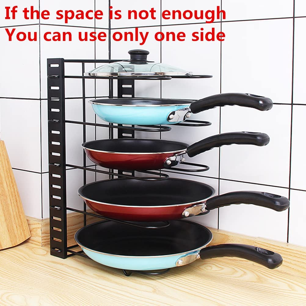 9SHOME Pot Pan Organiser Rack for Cabinet, Pot Lid Organizer Pan Holder Rack with 3 DIY Methods, Cookware Rack for Kitchen Cupboard Pantry, Height and Position Adjustable, Stainless Steel image number 1