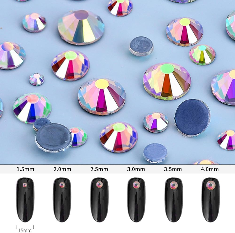 2000 Pieces Flat Back Gems round Crystal,With Tweezers and Rhinestones Picking Pen for Clothes Fabric Shoes Jewelry Making Nail Art image number 1