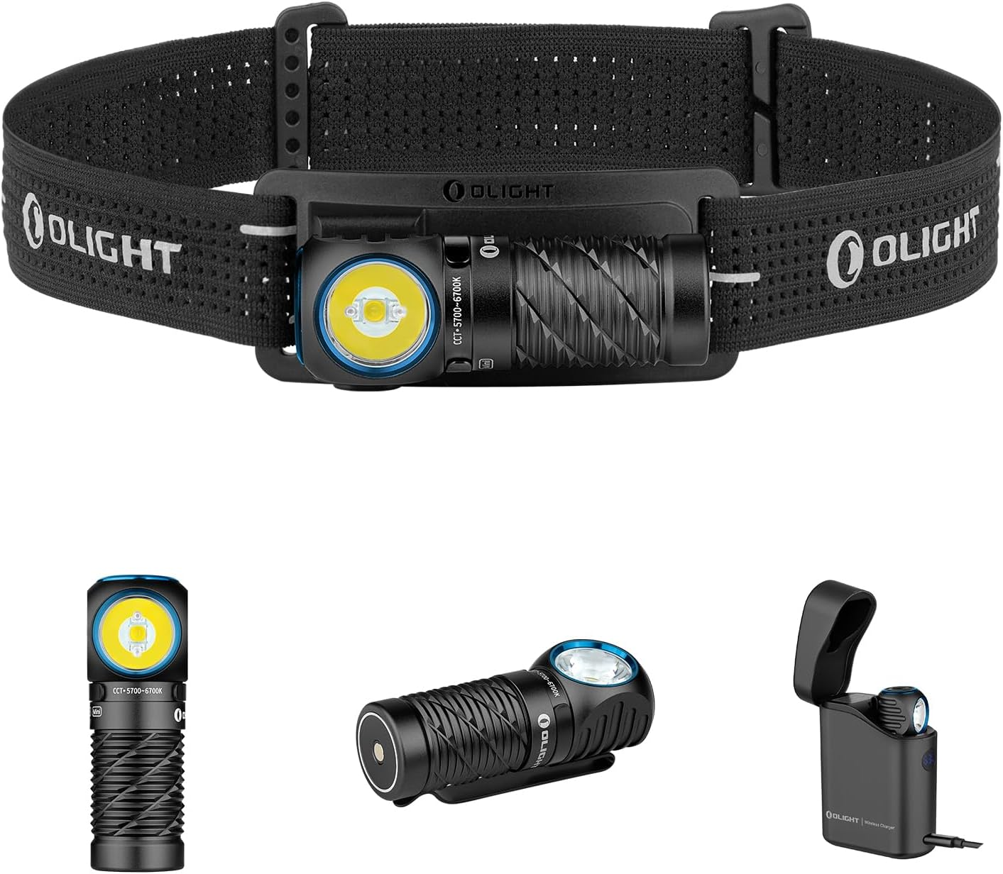 OLIGHT Perun 3 Mini Kit LED Rechargeable Headlamp with Charging Case Max 1250 Lumens Max 60 Days IPX8 Waterproof Torch Features 5 White Light and 3 Red Light Modes (Orange)