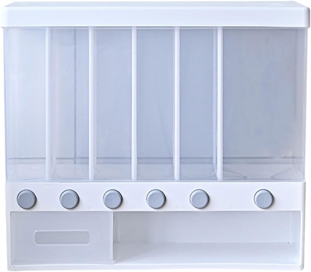 AIMALL Wall-Mounted Grain Storage Barrel with 6 Compartments &ndash; Plastic Rice Container with Automatic Metering, Sealed Tank for Cereal and Grains image number 4